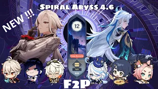 Genshin Impact| Abyss 4.6 | F2P! | Floor 12 - 9 Star | C0 Arlecchino Vaporize & C0 Neuvillette