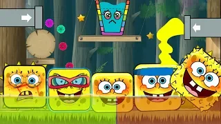 RED BALL 4 : ALL 5 SPONGEBOB BOSSES Fight Together with Rainbow Happy Glass gameplay