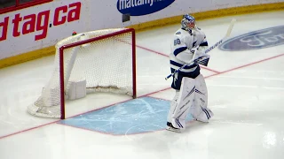 Andrei Vasilevskiy warms up during the Lightning @ Senators hockey game