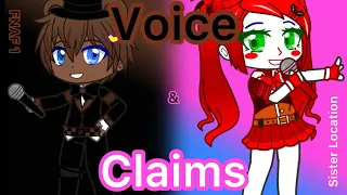 Voice Claims for my AU | FNAF Gacha Club | Heavily Inspired by @Mayahnuu