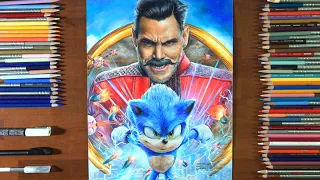 Drawing  Sonic &  Dr. Robotnik(Jim Carrey) from [Sonic the Hedgehog] - marki draws, colored pencil