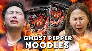 GHOST PEPPER NOODLE CHALLENGE (World's spiciest noodles)