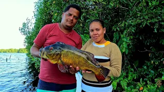 Traditional Lifestyle Cooking and Catching Giant Peacock Bass