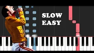 Queen - The Show Must Go On (SLOW EASY PIANO TUTORIAL)