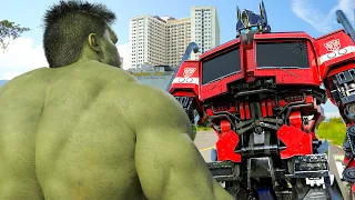 THE INCREDIBLE HULK VS OPTIMUS PRIME (Transformers) EPIC BATTLE - 4K