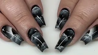 Watch Me Work: Black and White Rainbow and Cloud Nail Art