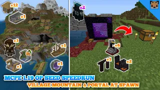 MCPE 1.19 Seed Op Speedrun - Village mountain & Portal At spawn - Found Bastions & Fortress Nearby!!