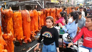 Not Less Than 10000 Roast Pork Sold In Early Morning In Phnom Penh - Cambodia Street Food