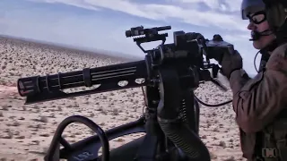 UH-1Y Helo Hits Moving Ground Targets With M134 Minigun