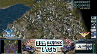 Command & Conquer: Generals - Zero Hour - Usa Laser 1 vs. 7 Hard Generals Gameplay