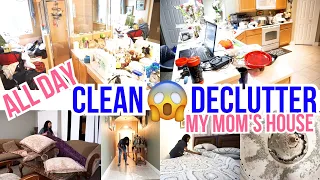 ALL DAY CLEAN & DECLUTTER / CLEAN WITH ME / CLEANING MOTIVATION / MESSY / CLEANING MY MOM'S HOUSE