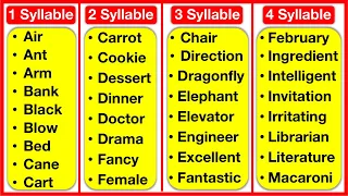 500+ Syllable Words List 🤔 | 1, 2, 3, 4, 5, 6 & 7 Syllable Words List | Learn with examples