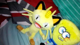 Meowth and SpongeBob watch the THX logo