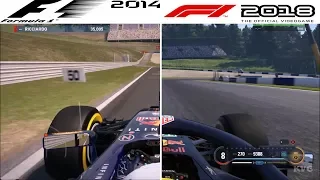 F1 Game Comparison (2014 - 2018 | Red Bull Ring | Austrian GP Hotlaps)