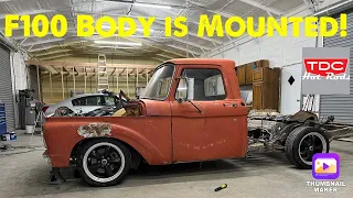 65 f100 crown vic swap part 3. Mounting the cab to the floor and fire wall.