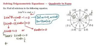 Math 1A/1B. Pre-Calculus: Solving Trigonometric Equations Quadratic in Form