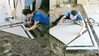 Young Man with great tiling skills -Great tiling skills -Great technique in construction PART 33