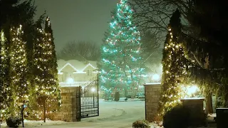 Night Before Christmas Snowfall Christmas Lights and Cozy Homes on Christmas Eve - Happy Holidays