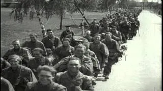 German prisoners being made to march in Germany during World War II. HD Stock Footage