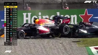 CHAOS! Lewis Hamilton and Max Verstappen crash at the 2021 Italian Grand Prix...