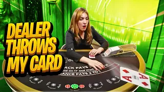 Blackjack Dealer Throws My Ace On the Floor! Then Switches Our hands?!