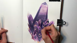 Amethyst - Crystal Gem Watercolor Painting Tutorial