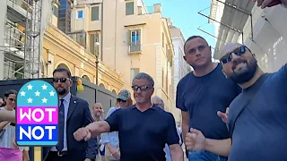 Sylvester Stallone Gets Crowded By Fans On Streets Of Rome