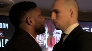 Rory Macdonald and Paul Daley face off at the Bellator 179 press conference in London