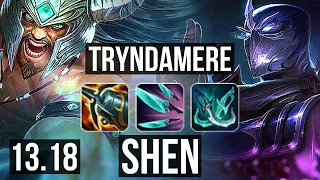 TRYNDAMERE vs SHEN (TOP) | 7 solo kills, 1000+ games | NA Master | 13.18