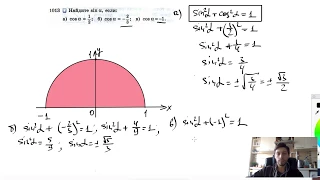 №1013. Найдите sin α, если: а) cos α =½; б) cos α =-⅔; в) cos α = -1.