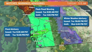 Tornado Warning expires as San Diego storm continues