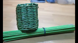 How to make basket from old newspapers - part three - weaving