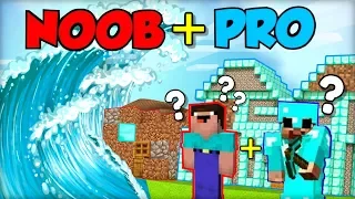 Minecraft NOOB and PRO TOGETHER vs. MEGA TSUNAMI !