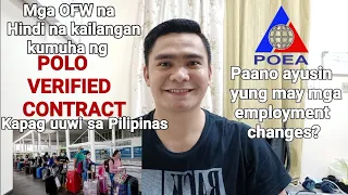 MGA OFW NA HINDI NA KAILANGAN KUMUHA NG POLO VERIFIED CONTRACT KAPAG UUWI SA PILIPINAS.