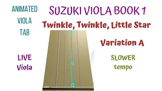 👨‍👩‍👧‍👦🎻TWINKLE VARIATION (A). Suzuki 𝐕𝐢𝐨𝐥𝐚 Book 1. SLOW TEMPO. ANIMATED 𝐕𝐢𝐨𝐥𝐚 TAB🎻 🔢