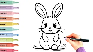 Ho To Draw A Cute Bunny| Bunny Drawing| How To Draw Rabbit for kids| A Cute Rabbit Drawing Easy 🐰🖍️