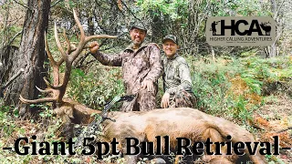 Giant 5pt Bull Elk Retrieval | Chaos Ensues and Caller Becomes the Shooter | Idaho Public Land Hunt.