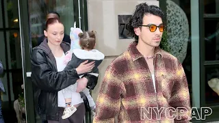 Sophie turner and Joe Jonas check out of their hotel with their daughter in New York City