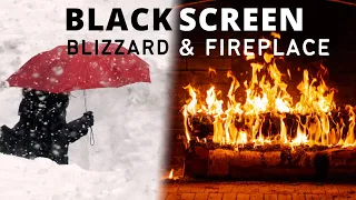 Fall Asleep Fast w/ Howling Winds & Crackling Fireplace | Snow Storm Sounds | 8 hours Black Screen