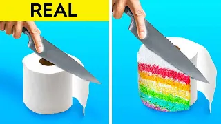 CAKE VS REAL FOOD CHALLENGE || Eating Only Cakes and Cool Food Challenges By 123 GO! SERIES