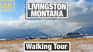 4K City Walks - Livingston Montana USA - April 16 - Bozeman Trail - Virtual Treadmill Scenery Walk