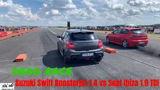 Suzuki Swift Boosterjet 1.4 vs Seat Ibiza 1.9 TDI drag race 1/4 mile 🚦🚗 - 4K UHD