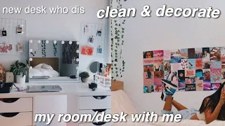 CLEAN & DECORATE my room/desk with me (prep with me for online school) 2020