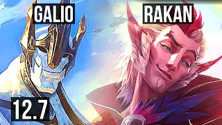 GALIO & Xayah vs RAKAN & Aphelios (SUP) | Rank 4 Galio, 3/0/7, Rank 22 | KR Challenger | 12.7