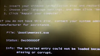 How to Fix Windows Memory Diagnostic Error ' File   boot memtest exe status in  HD swahili