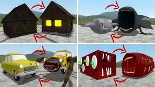 EVERYTHING TURNED INTO MONSTERS: NEW HOUSE HEAD MONSTER, THE BLOOP, CAR EATER, TRAIN EATER In GMOD!