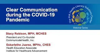 Webinar: Clear Communication during the Covid 19 Pandemic