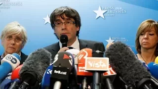 Ousted Catalan president Carles Puigdemont speaks in Brussels