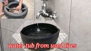 Make a leak-proof water tub with old tires