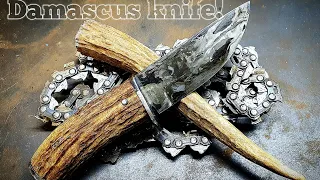 Making DAMASCUS knife out of chainsaw chain! #knife #knifemaking #damascus #diy